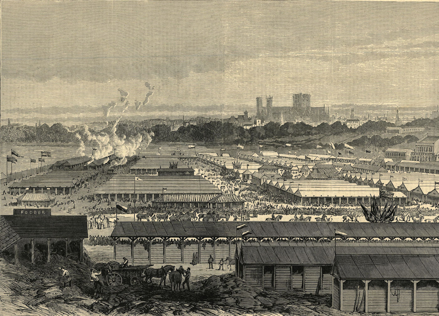 The Royal Agricultural Society at York: view of the show-yard. Yorkshire 1883